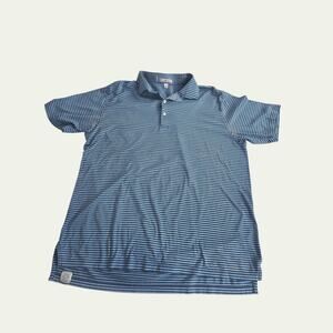Men’s Peter Millar Blue Striped Golf Polo Shirt Size L